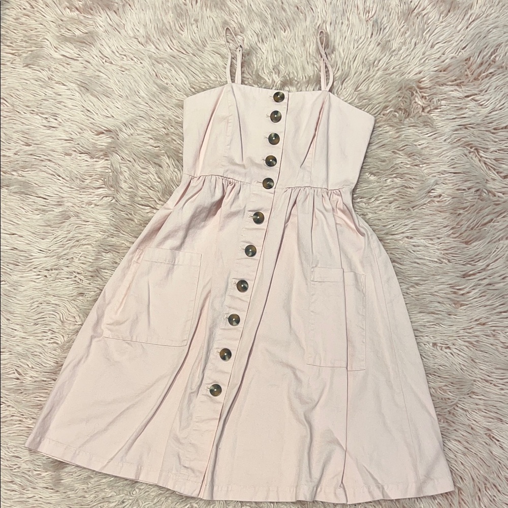 Forever 21 Blush Pink Button-Front Dress – Size Small
